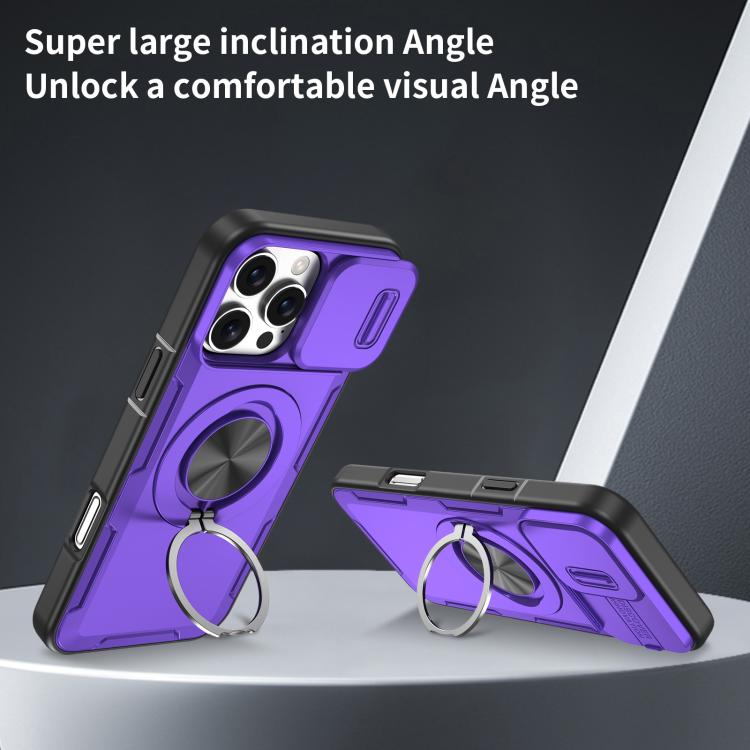 For iPhone 16 Pro Camshield Rotation Holder MagSafe Phone Case