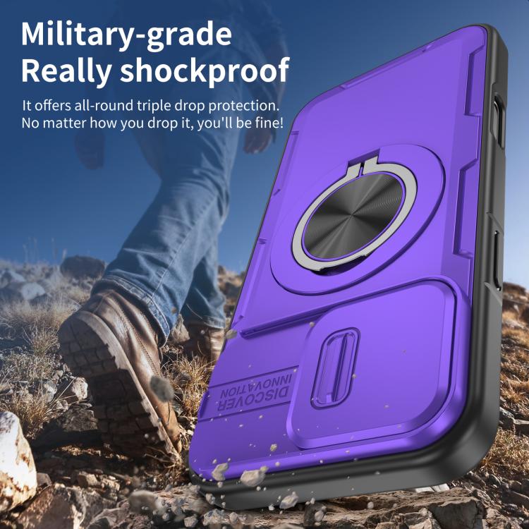 For iPhone 16 Pro Camshield Rotation Holder MagSafe Phone Case