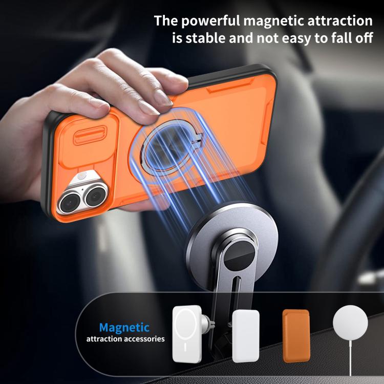For iPhone 16 Plus Camshield Rotation Holder MagSafe Phone Case