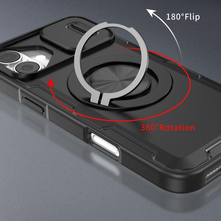 For iPhone 16 Plus Camshield Rotation Holder MagSafe Phone Case