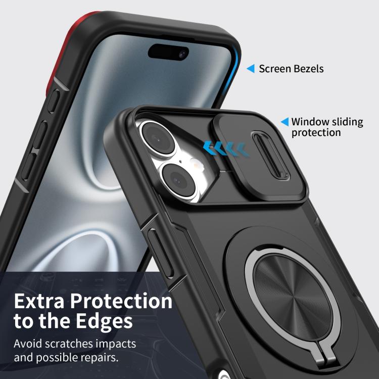 For iPhone 16 Plus Camshield Rotation Holder MagSafe Phone Case