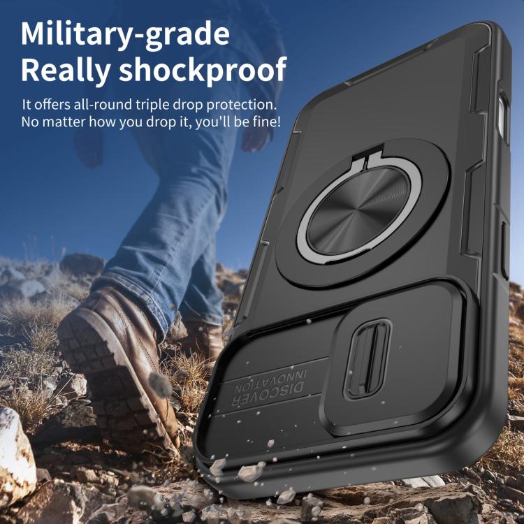 For iPhone 16 Plus Camshield Rotation Holder MagSafe Phone Case