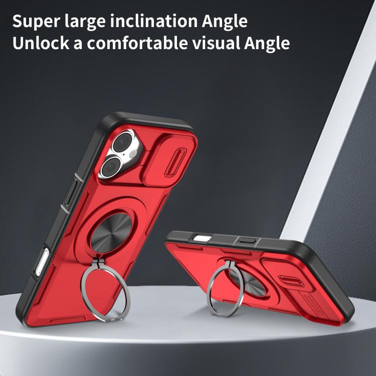 For iPhone 16 Plus Camshield Rotation Holder MagSafe Phone Case