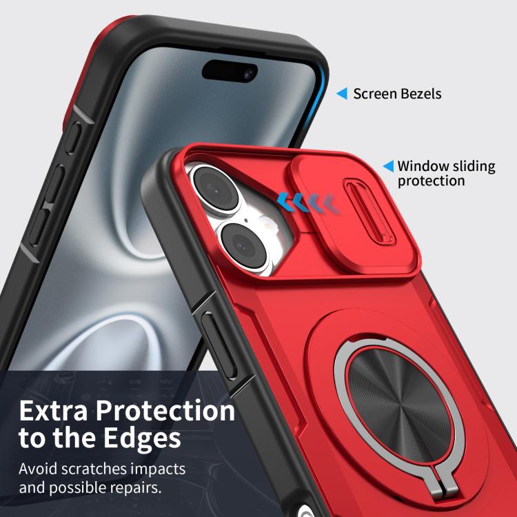 For iPhone 16 Plus Camshield Rotation Holder MagSafe Phone Case