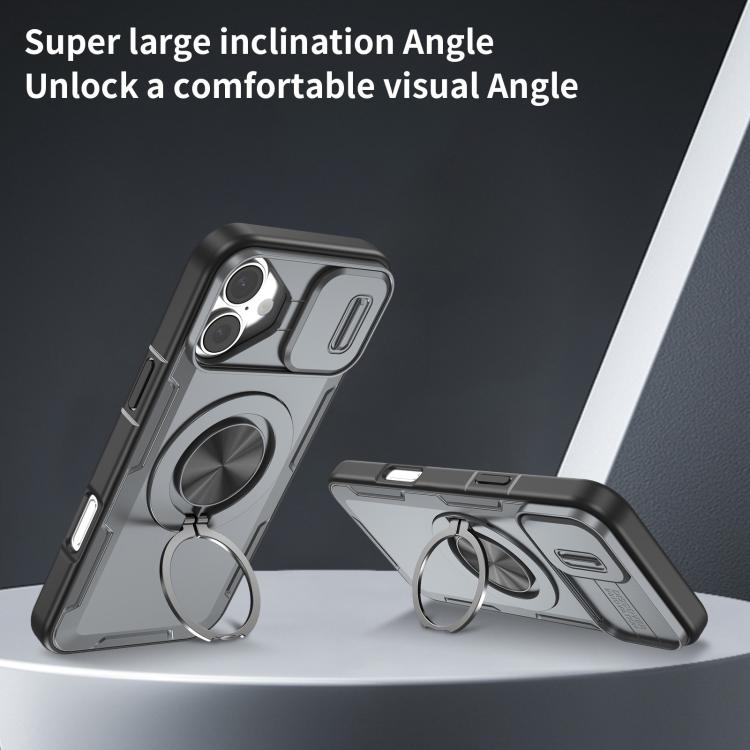 For iPhone 16 Plus Camshield Rotation Holder MagSafe Phone Case