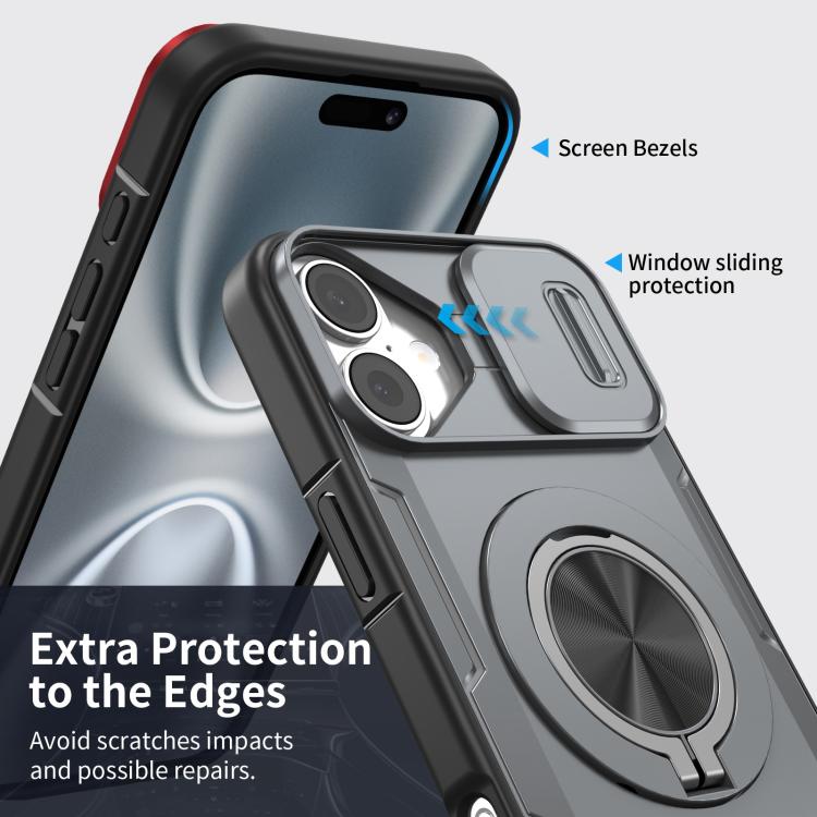 For iPhone 16 Plus Camshield Rotation Holder MagSafe Phone Case