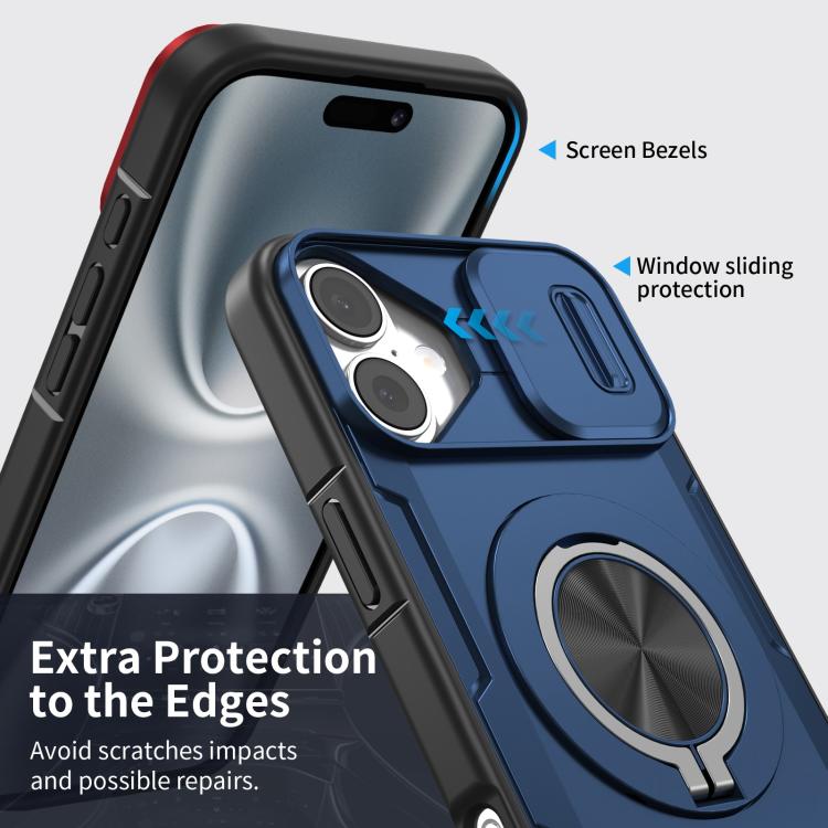For iPhone 16 Plus Camshield Rotation Holder MagSafe Phone Case