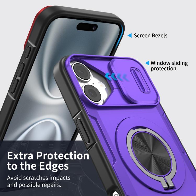 For iPhone 16 Plus Camshield Rotation Holder MagSafe Phone Case