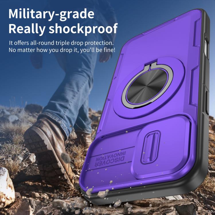 For iPhone 16 Plus Camshield Rotation Holder MagSafe Phone Case