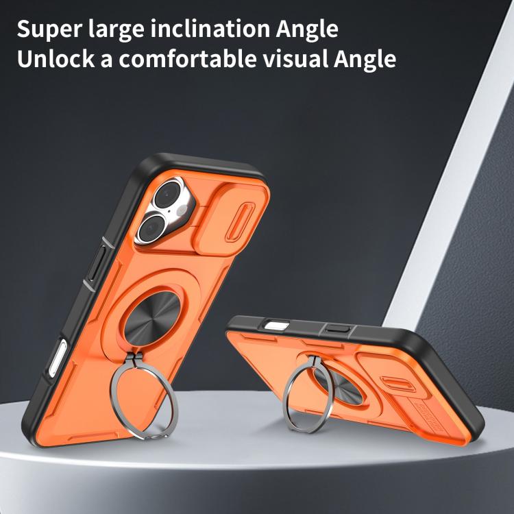 For iPhone 16 Camshield Rotation Holder MagSafe Phone Case