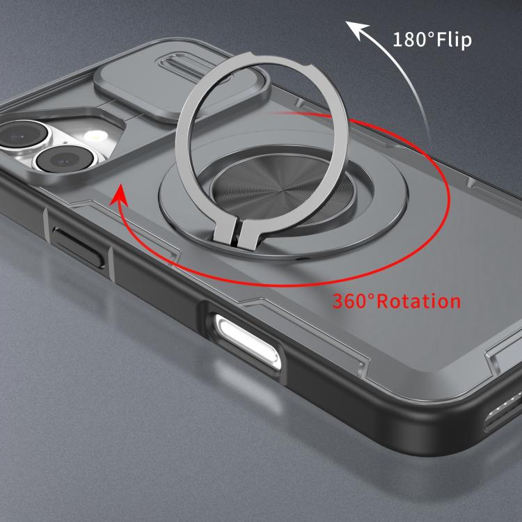 For iPhone 16 Camshield Rotation Holder MagSafe Phone Case