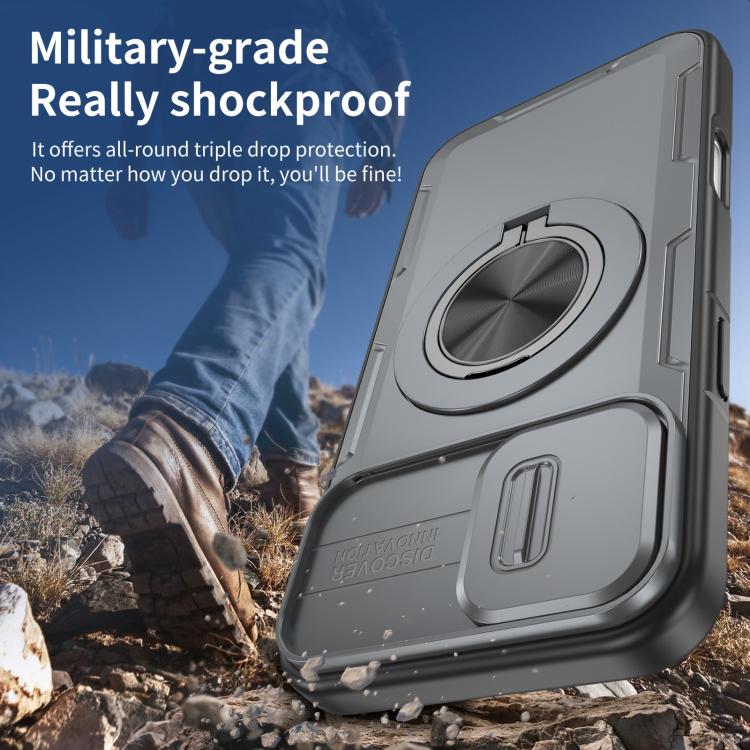 For iPhone 16 Camshield Rotation Holder MagSafe Phone Case