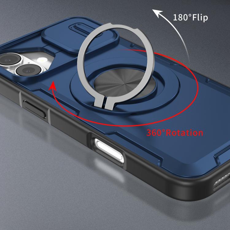 For iPhone 16 Camshield Rotation Holder MagSafe Phone Case