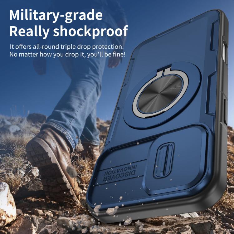 For iPhone 16 Camshield Rotation Holder MagSafe Phone Case
