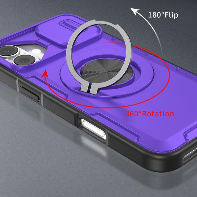 For iPhone 16 Camshield Rotation Holder MagSafe Phone Case