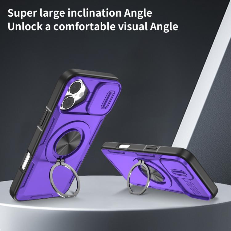 For iPhone 16 Camshield Rotation Holder MagSafe Phone Case
