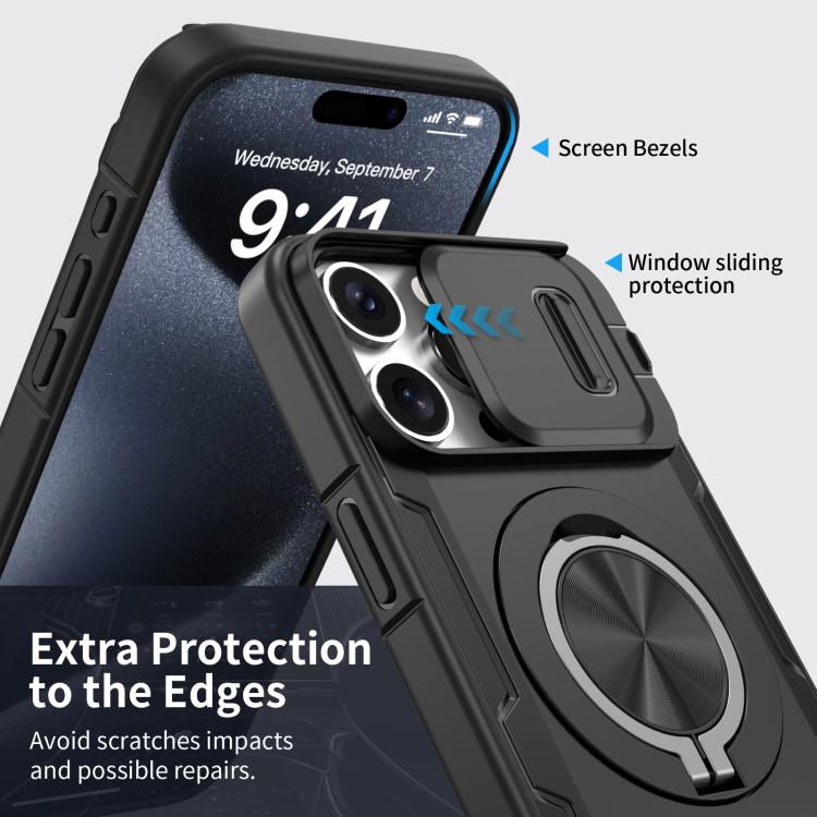 For iPhone 15 Pro Max Camshield Rotation Holder MagSafe Phone Case