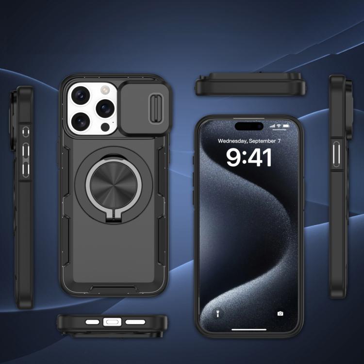 For iPhone 15 Pro Max Camshield Rotation Holder MagSafe Phone Case