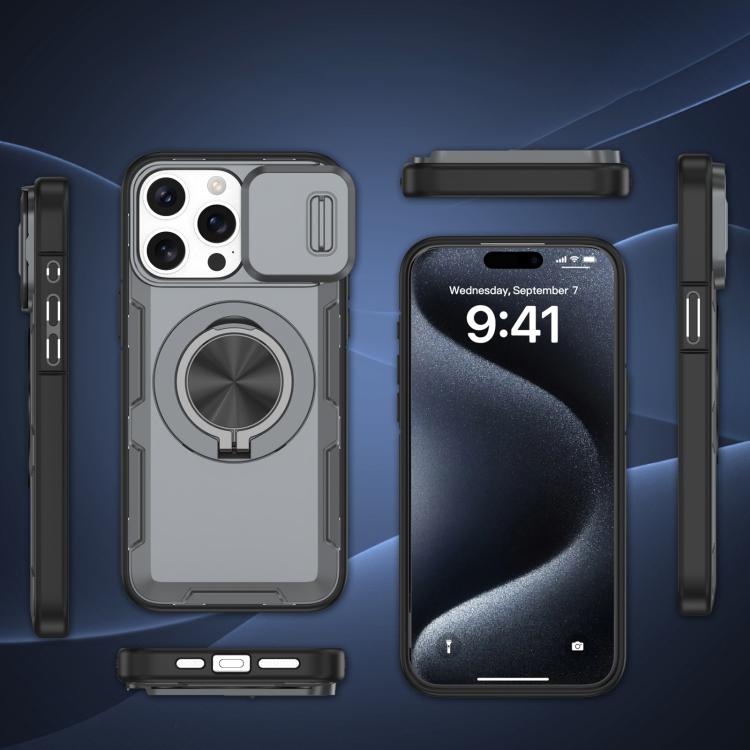 For iPhone 15 Pro Max Camshield Rotation Holder MagSafe Phone Case