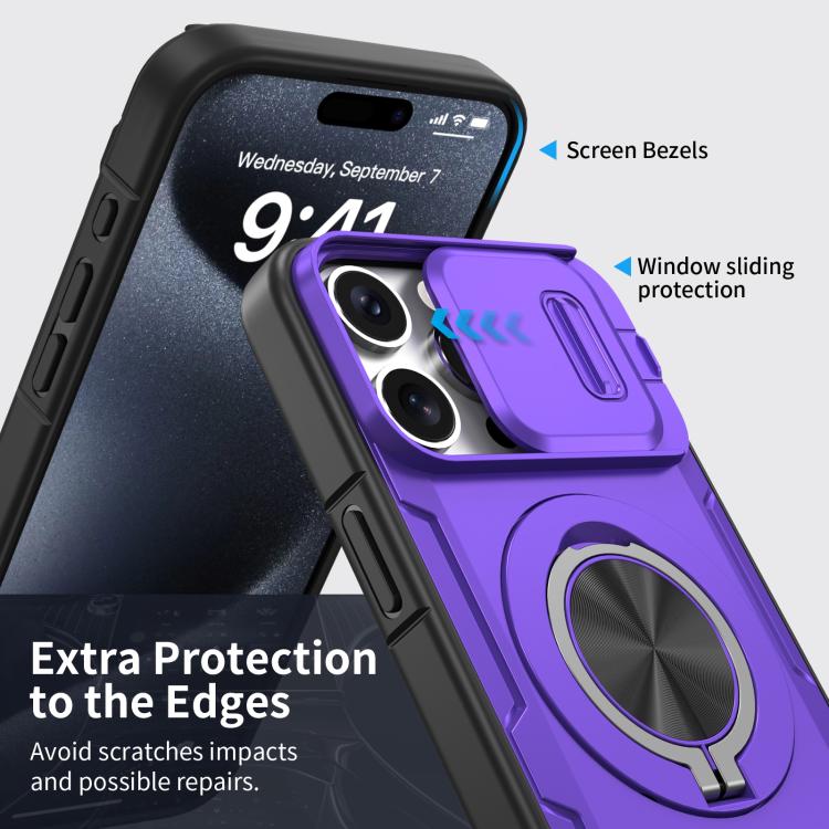 For iPhone 15 Pro Max Camshield Rotation Holder MagSafe Phone Case