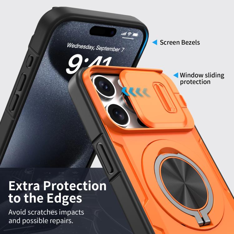 For iPhone 15 Pro Camshield Rotation Holder MagSafe Phone Case