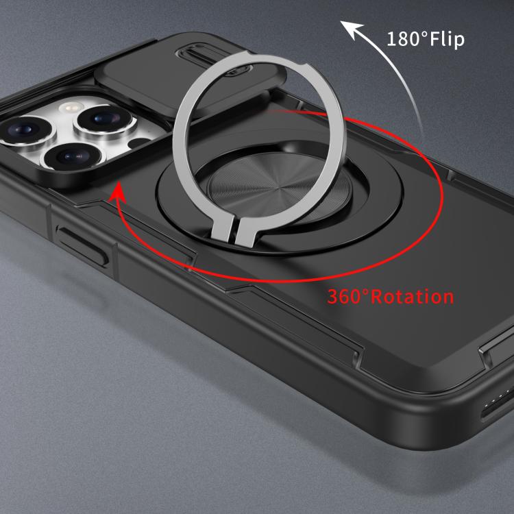 For iPhone 15 Pro Camshield Rotation Holder MagSafe Phone Case