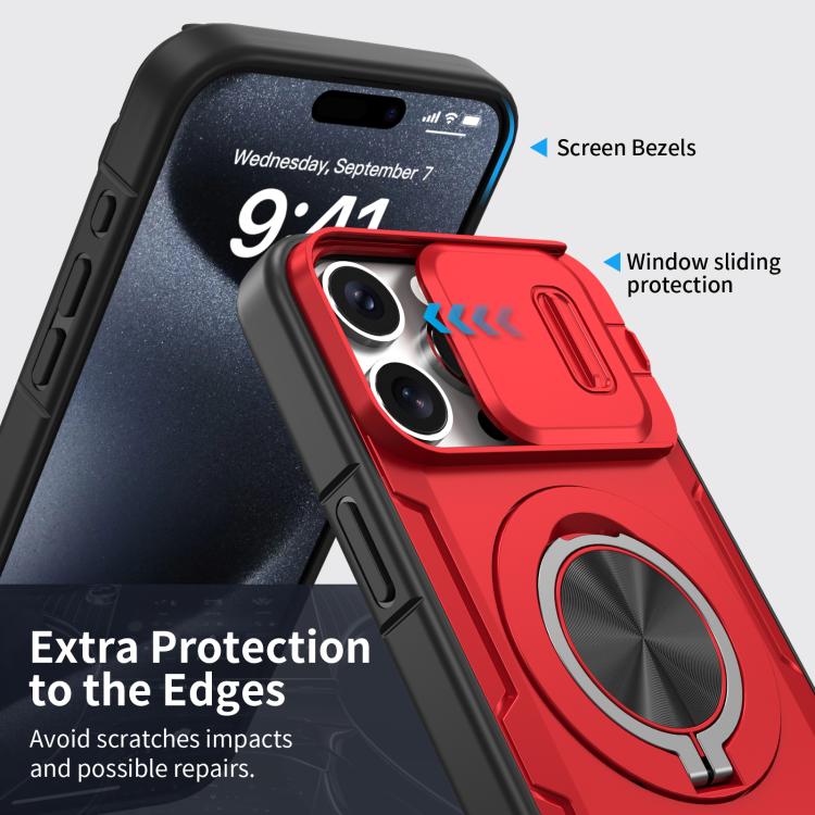 For iPhone 15 Pro Camshield Rotation Holder MagSafe Phone Case