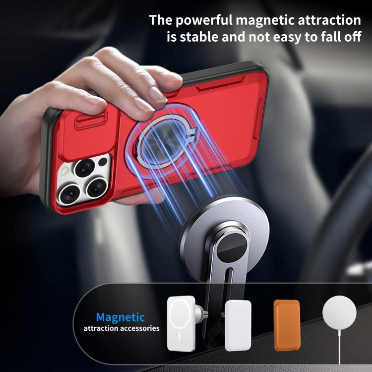 For iPhone 15 Pro Camshield Rotation Holder MagSafe Phone Case
