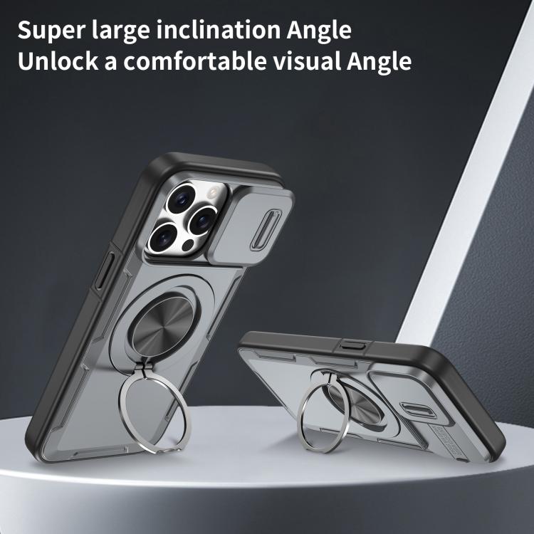 For iPhone 15 Pro Camshield Rotation Holder MagSafe Phone Case
