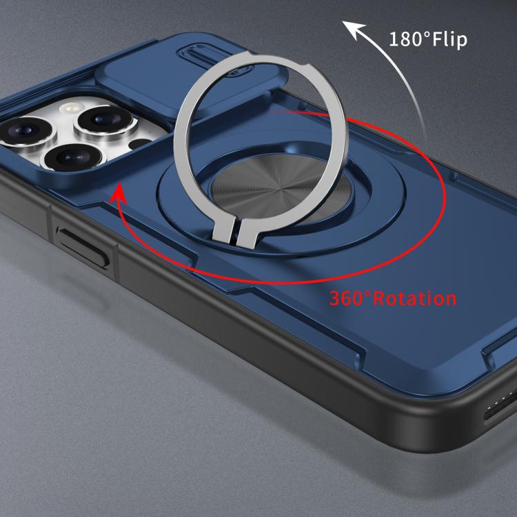 For iPhone 15 Pro Camshield Rotation Holder MagSafe Phone Case