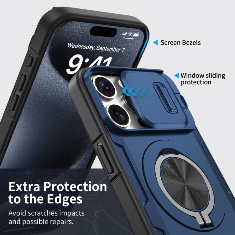 For iPhone 15 Pro Camshield Rotation Holder MagSafe Phone Case
