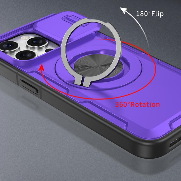 For iPhone 15 Pro Camshield Rotation Holder MagSafe Phone Case