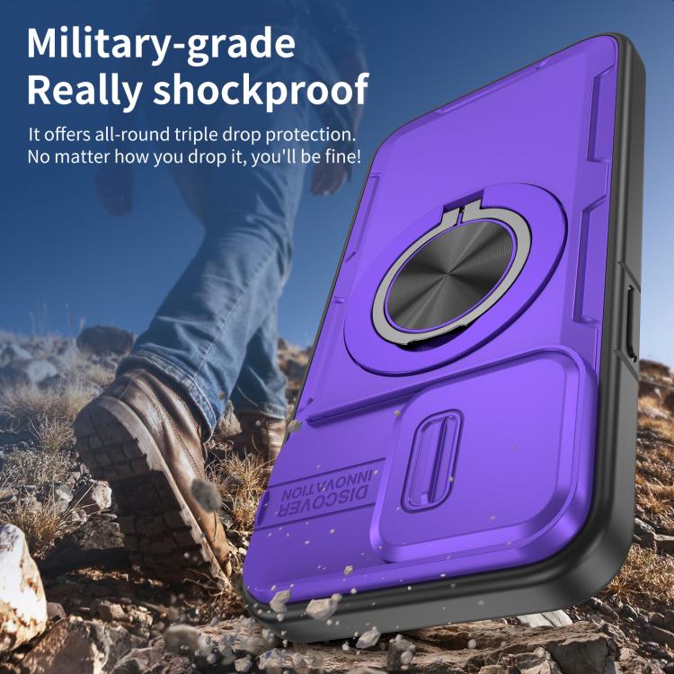 For iPhone 15 Pro Camshield Rotation Holder MagSafe Phone Case