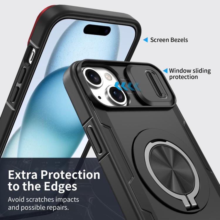 For iPhone 15 Plus Camshield Rotation Holder MagSafe Phone Case