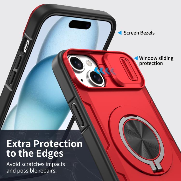 For iPhone 15 Plus Camshield Rotation Holder MagSafe Phone Case