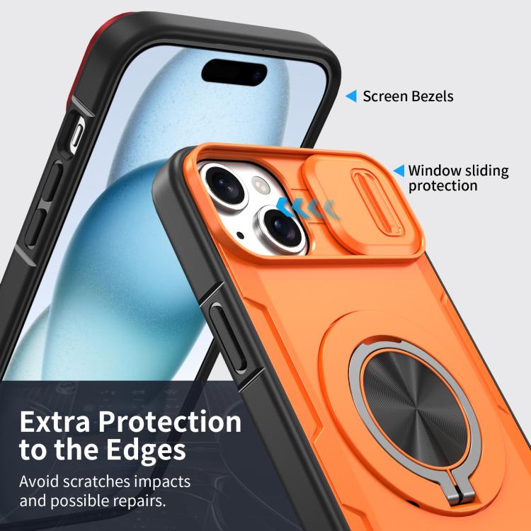 For iPhone 15 Camshield Rotation Holder MagSafe Phone Case