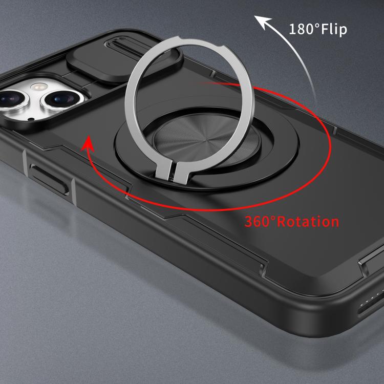For iPhone 15 Camshield Rotation Holder MagSafe Phone Case
