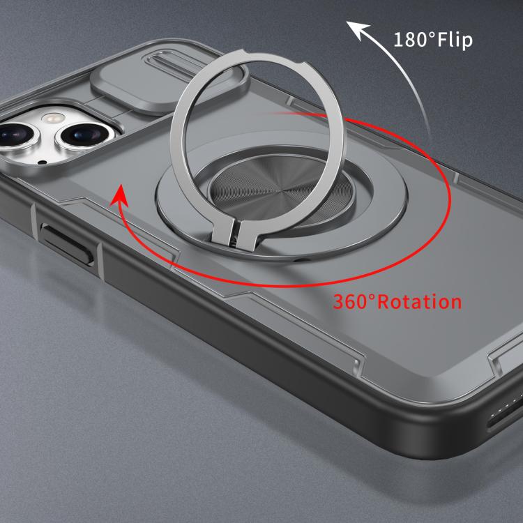 For iPhone 15 Camshield Rotation Holder MagSafe Phone Case