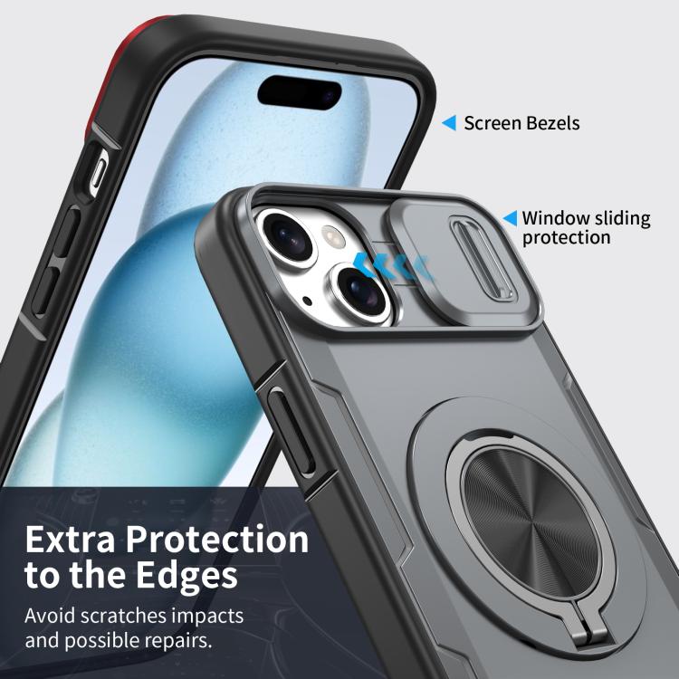 For iPhone 15 Camshield Rotation Holder MagSafe Phone Case