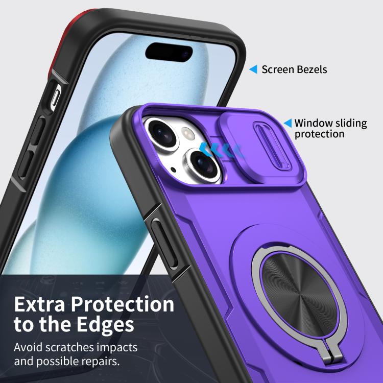 For iPhone 15 Camshield Rotation Holder MagSafe Phone Case