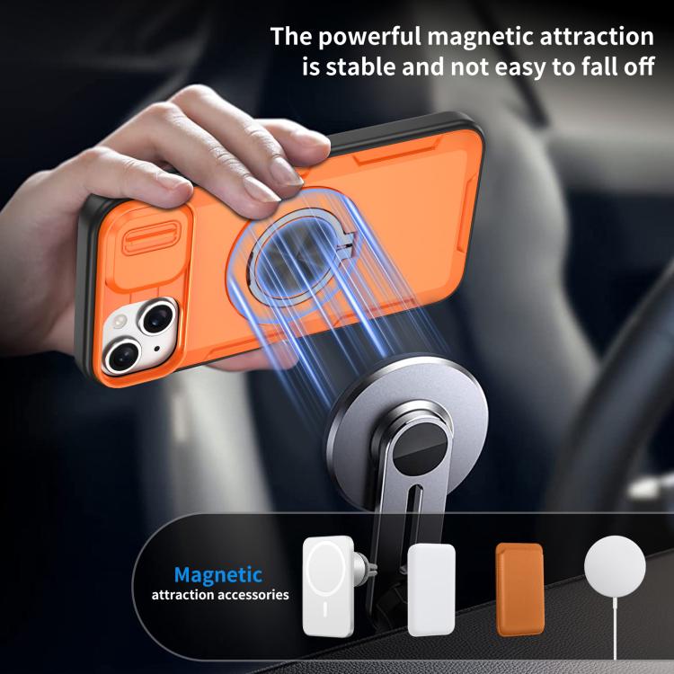 For iPhone 14 Plus Camshield Rotation Holder MagSafe Phone Case