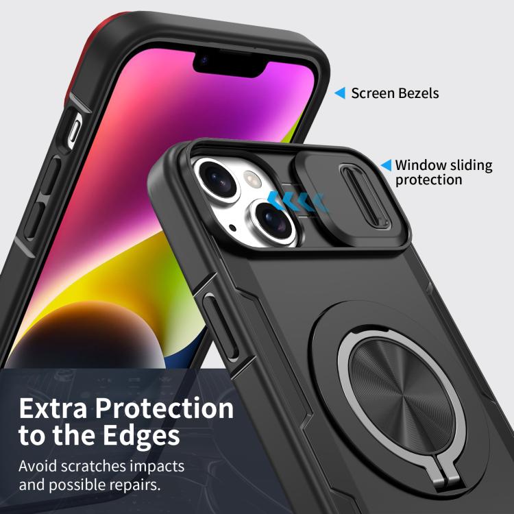 For iPhone 14 Plus Camshield Rotation Holder MagSafe Phone Case