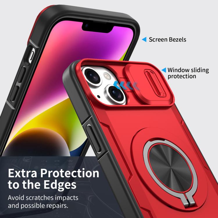 For iPhone 14 Plus Camshield Rotation Holder MagSafe Phone Case