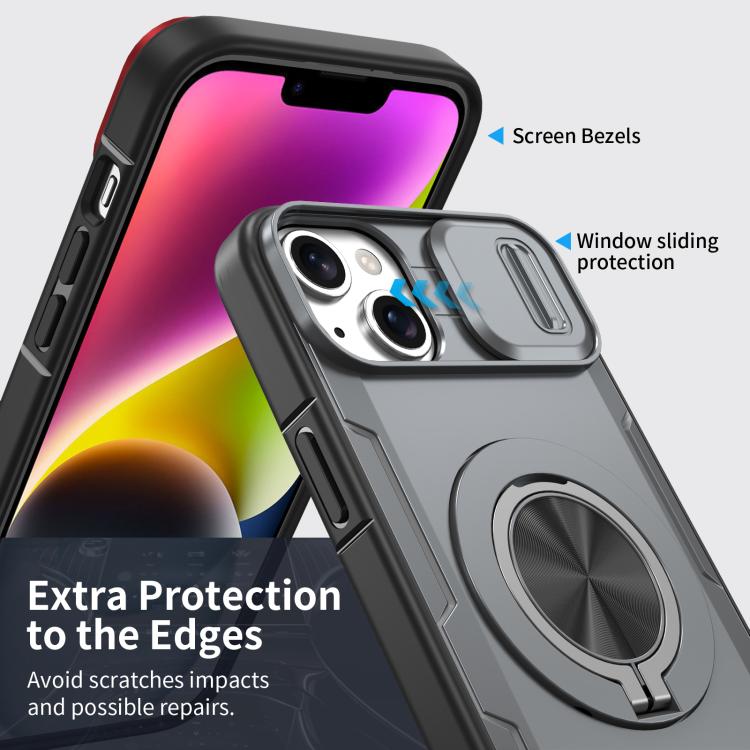 For iPhone 14 Plus Camshield Rotation Holder MagSafe Phone Case