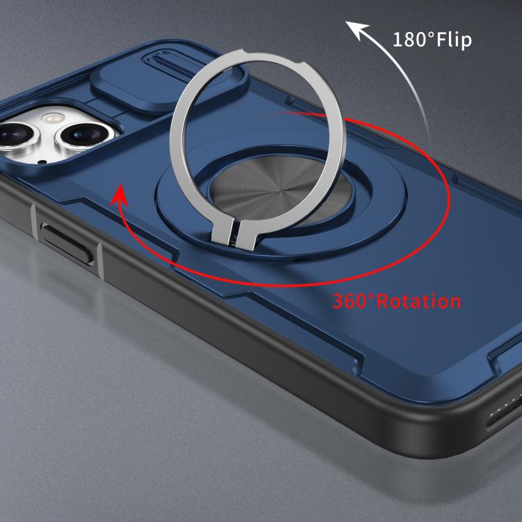 For iPhone 14 Plus Camshield Rotation Holder MagSafe Phone Case