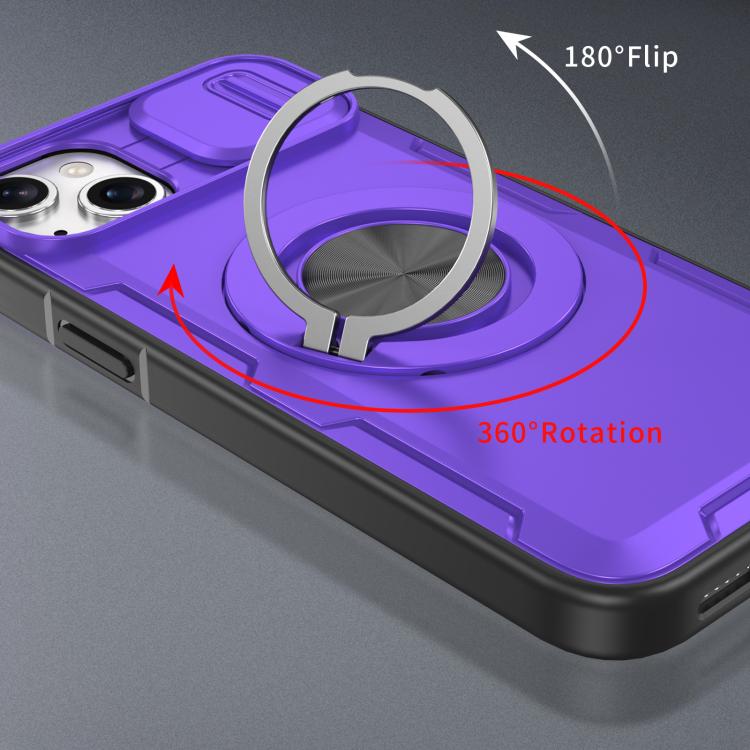 For iPhone 14 Plus Camshield Rotation Holder MagSafe Phone Case