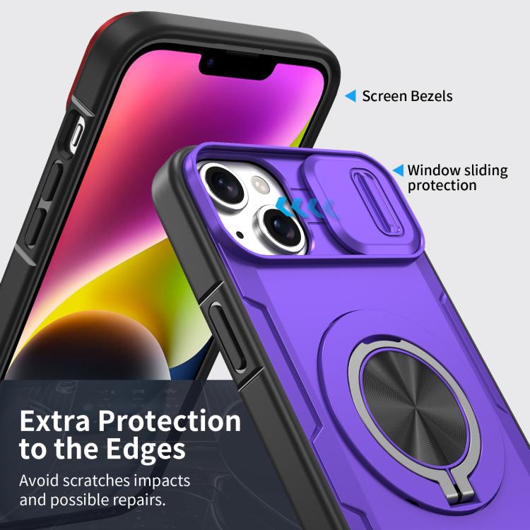 For iPhone 14 Plus Camshield Rotation Holder MagSafe Phone Case