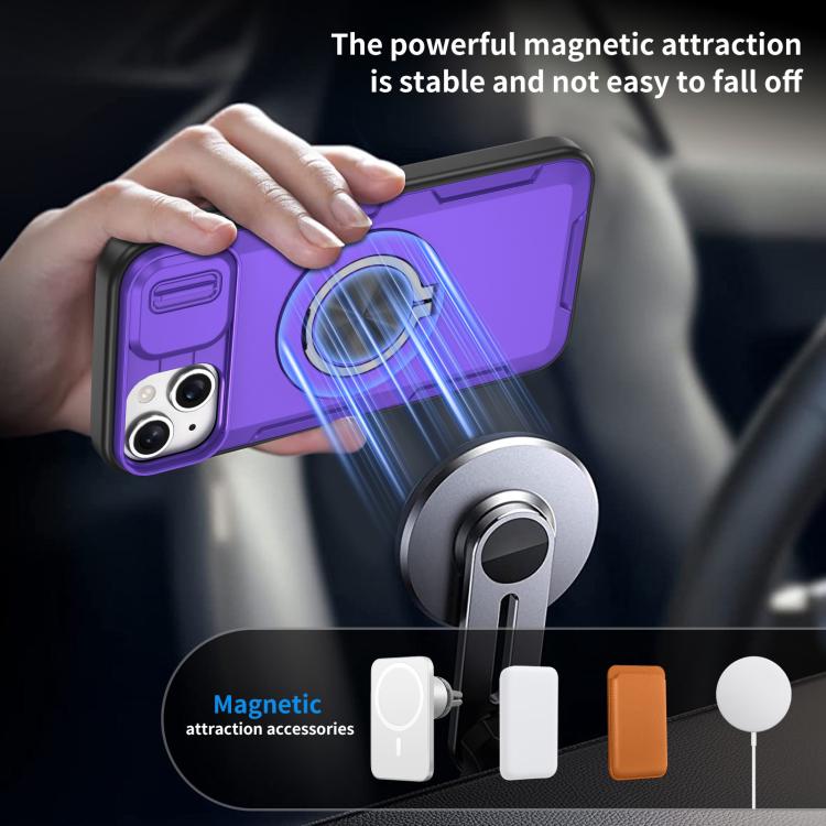 For iPhone 14 / 13 Camshield Rotation Holder MagSafe Phone Case