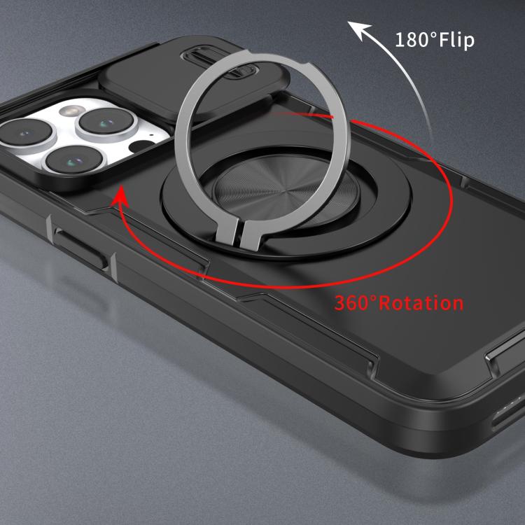 For iPhone 14 Pro Camshield Rotation Holder MagSafe Phone Case