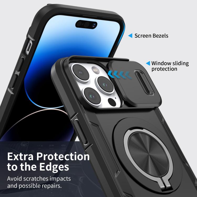 For iPhone 14 Pro Camshield Rotation Holder MagSafe Phone Case